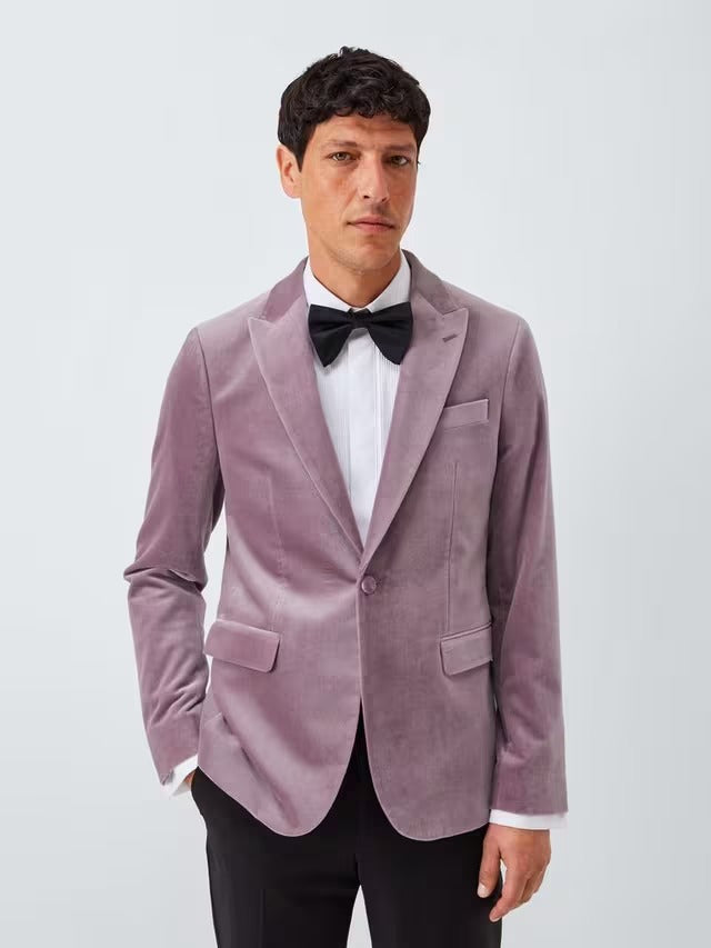 John Lewis Men's Slim Fit Single Breasted Velvet Blazer - Purple Dove - 36R