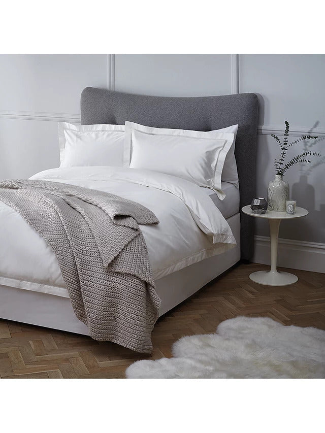 John Lewis Garda Lattice Stitch Egyptian Cotton 400TC Duvet Cover King Cream - Kazoop