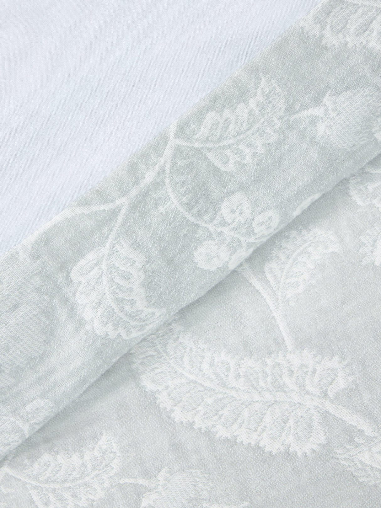 John Lewis Woodblock Floral 180TC Cotton Duvet Cover Set - Grey - King Size