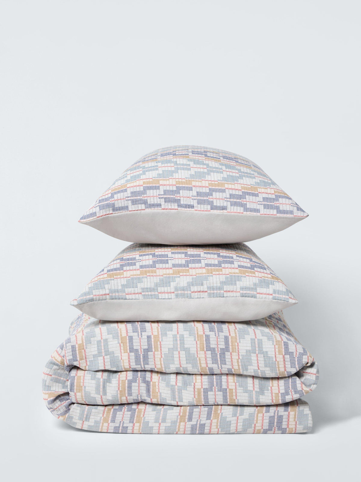 John Lewis Merida Chevron Pure Cotton Jacquard King Duvet Cover Set - Multi