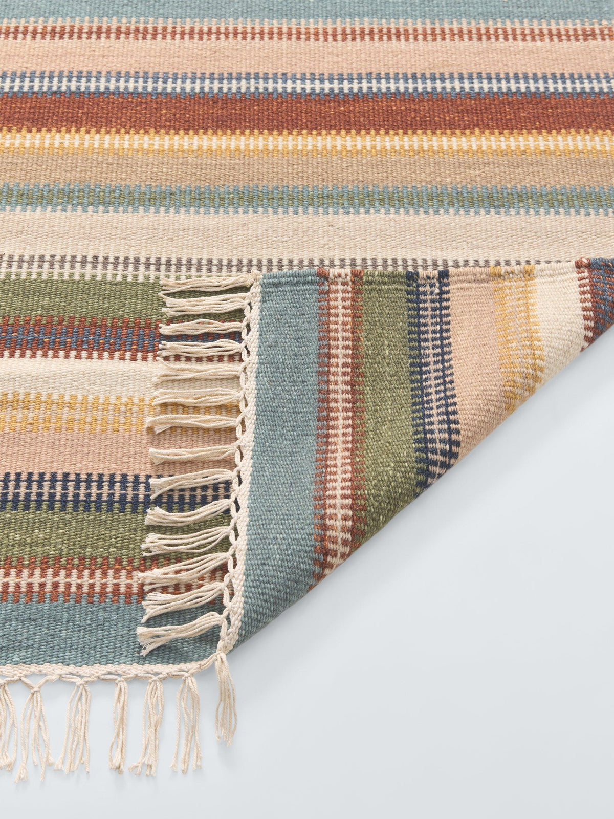 John Lewis Somerton Stripe Wool Rich Runner Rug 240 x 70cm - Natural/Multi