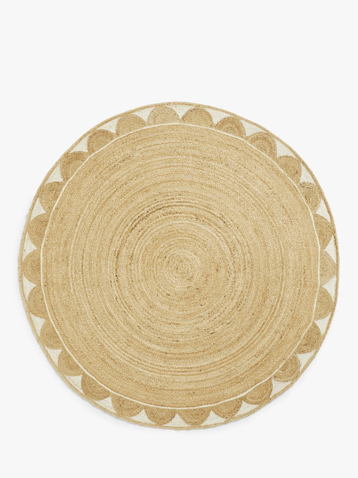 John Lewis Hand Loomed Scalloped Indoor Round Jute Rug - Dia.180cm - Neutral