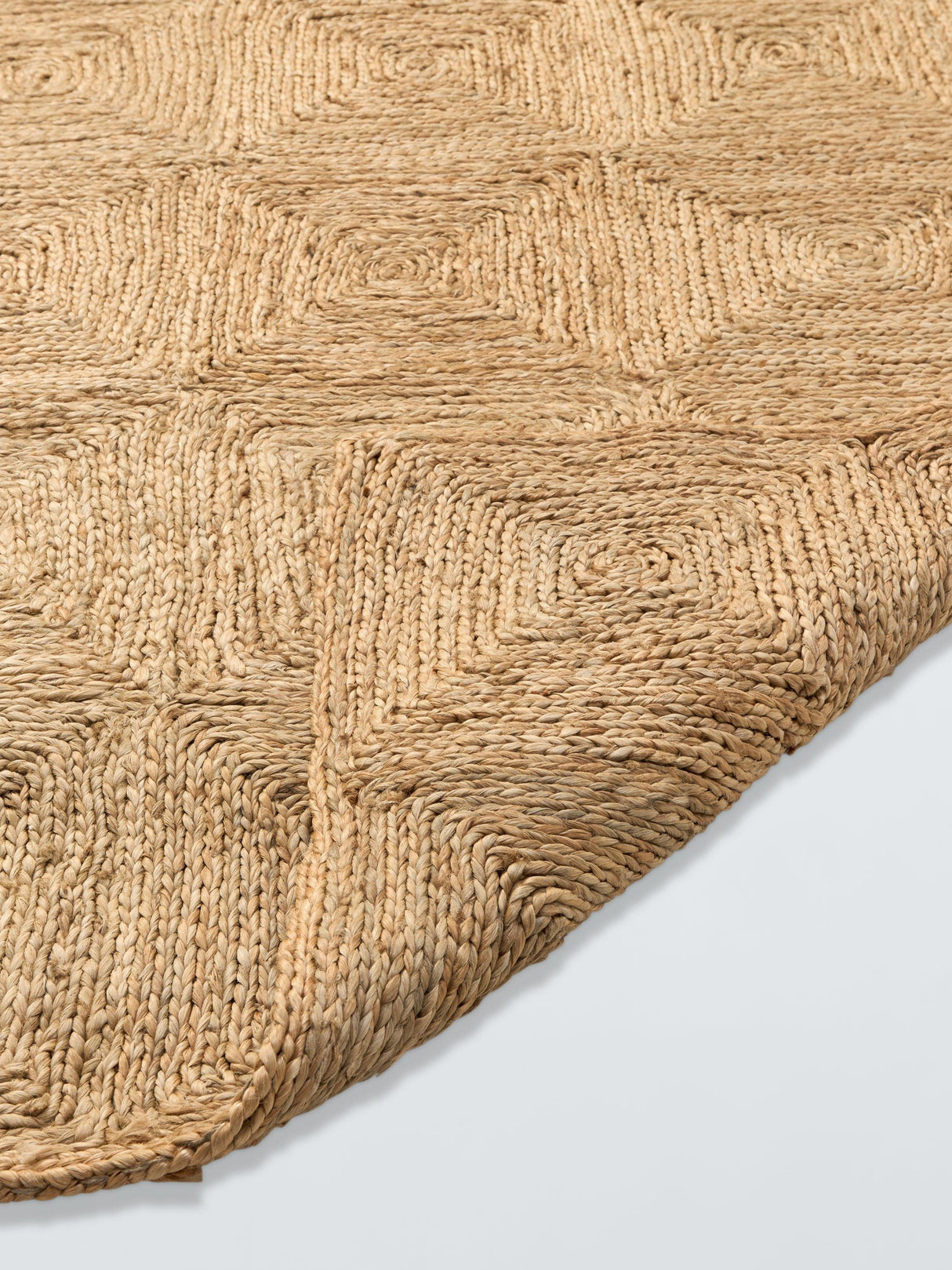 John Lewis Diamond Pure Jute Rectangular Runner Rug - Natural - L240 x W70cm