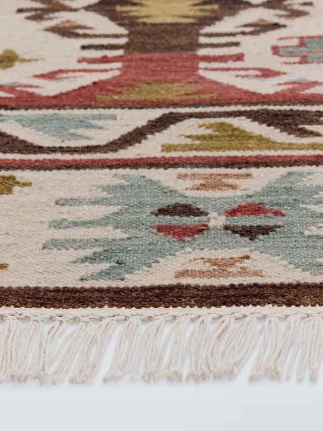 John Lewis Azita Kelim Durable Wool Rich Rug L180 x W120cm - Red/Multicolour