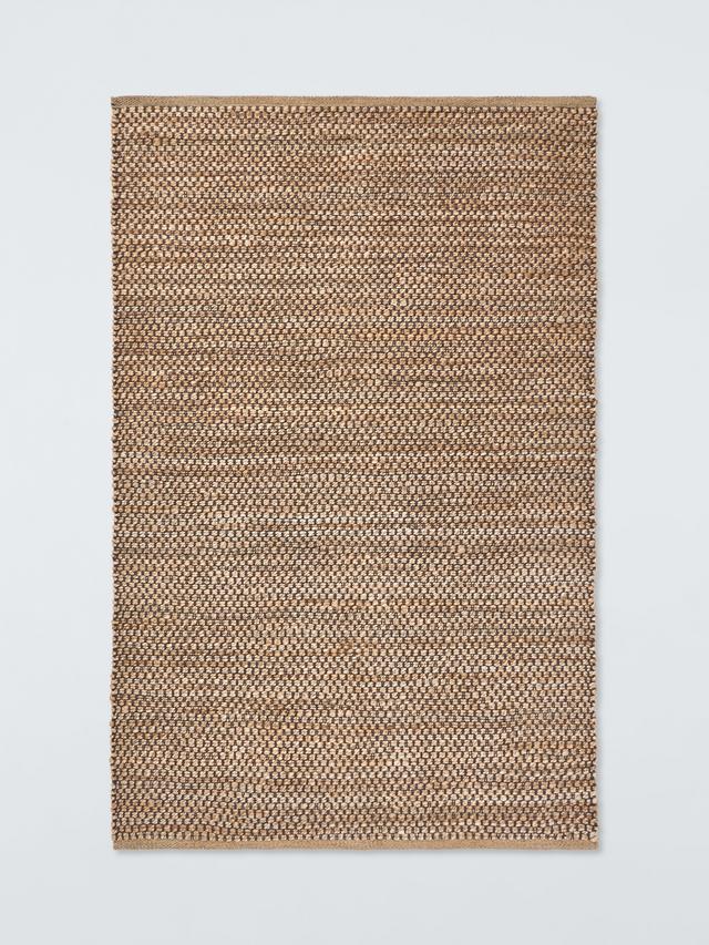 John Lewis Grid Hand Woven Jute Rich Rug - Natural/Cocoa - Size 300 x 200cm