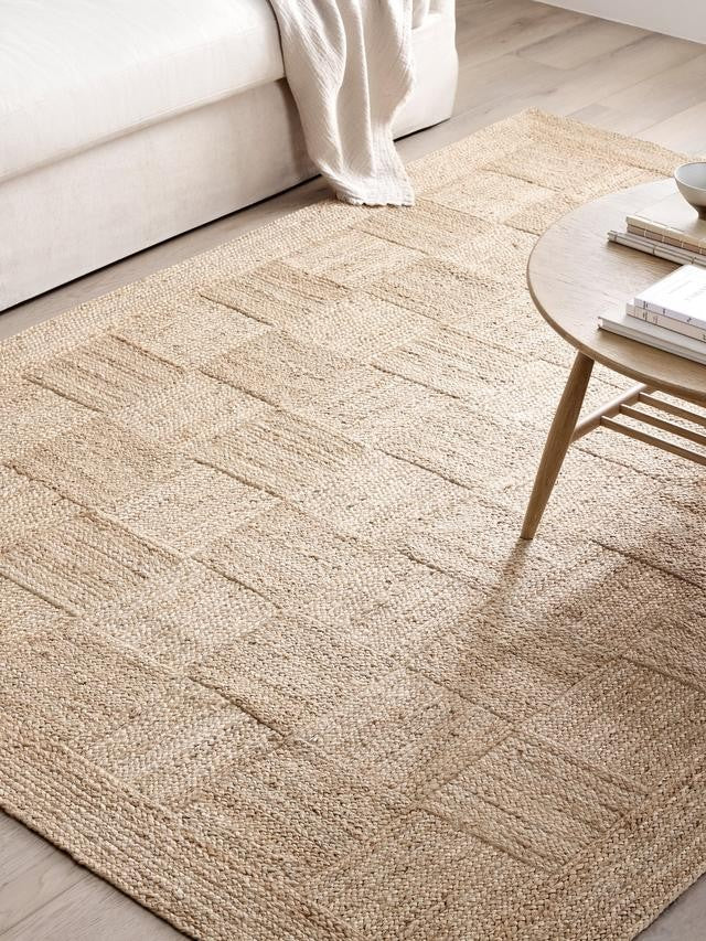 John Lewis Parquet Textured Hand Woven Classic Jute Rug 180x120cm - Natural