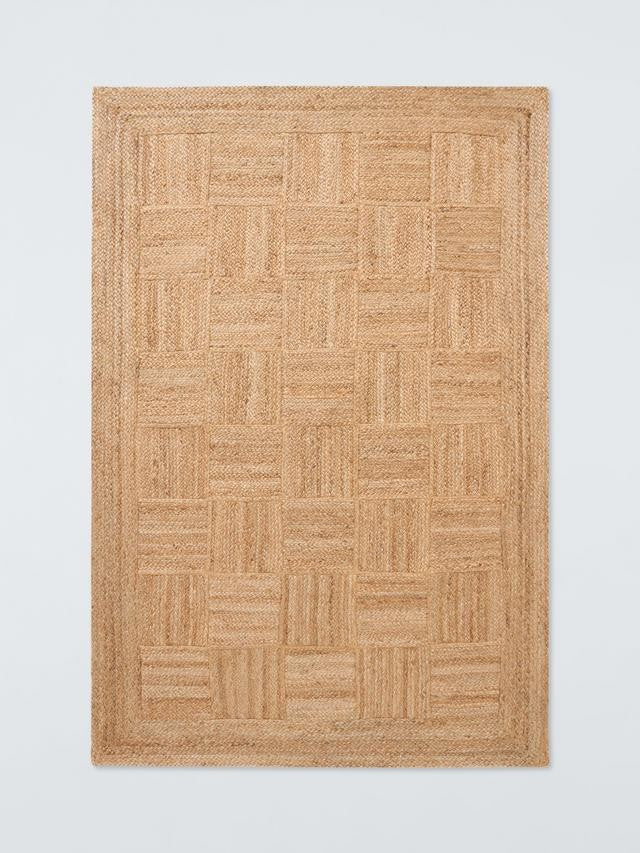 John Lewis Parquet Textured Hand Woven Classic Jute Rug 180x120cm - Natural