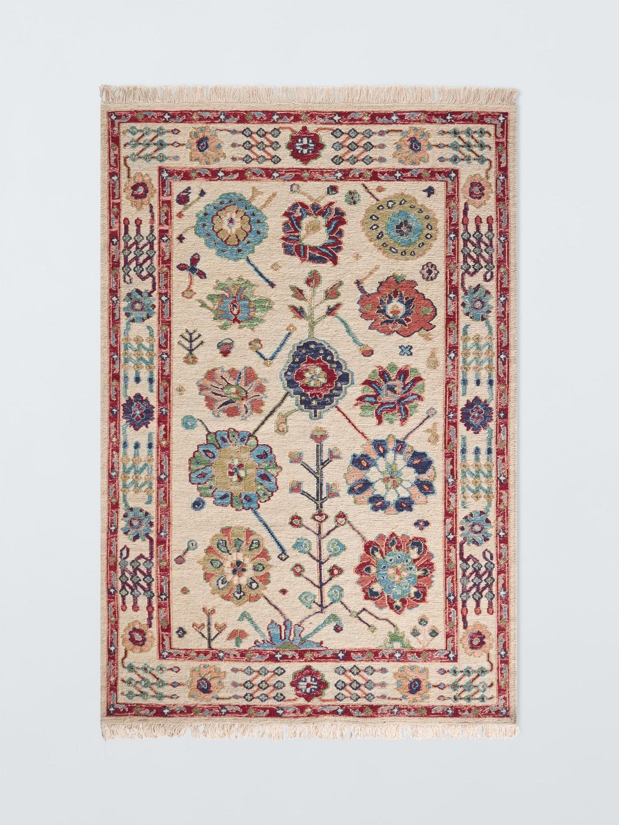 John Lewis Sumak Suzani Floral Wool Rich Rug 150 x 90cm - Natural/Multi