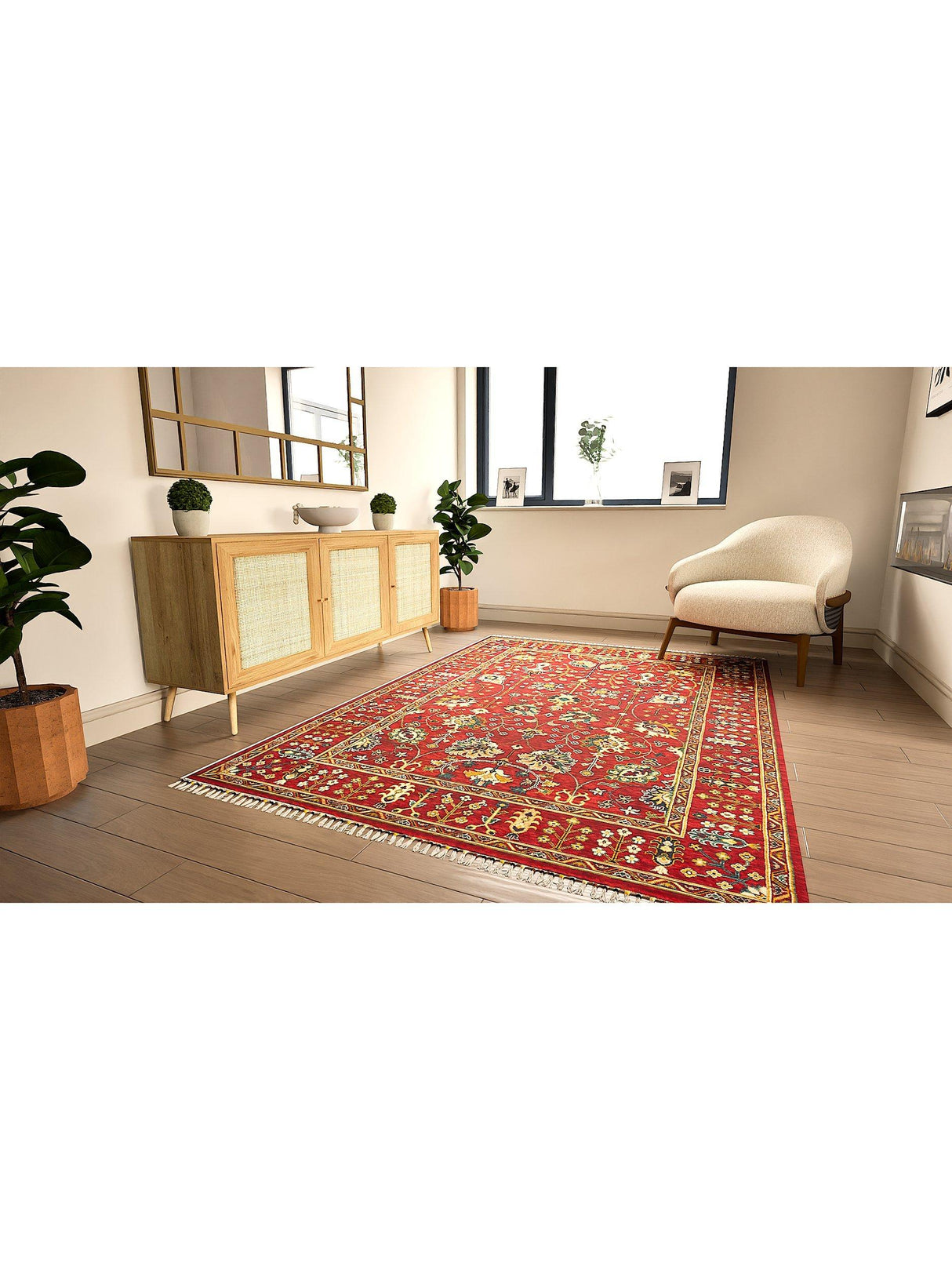 Gooch Luxury Amiri Traditional Wool Blend Rug L230 x W160cm - Red/Multi