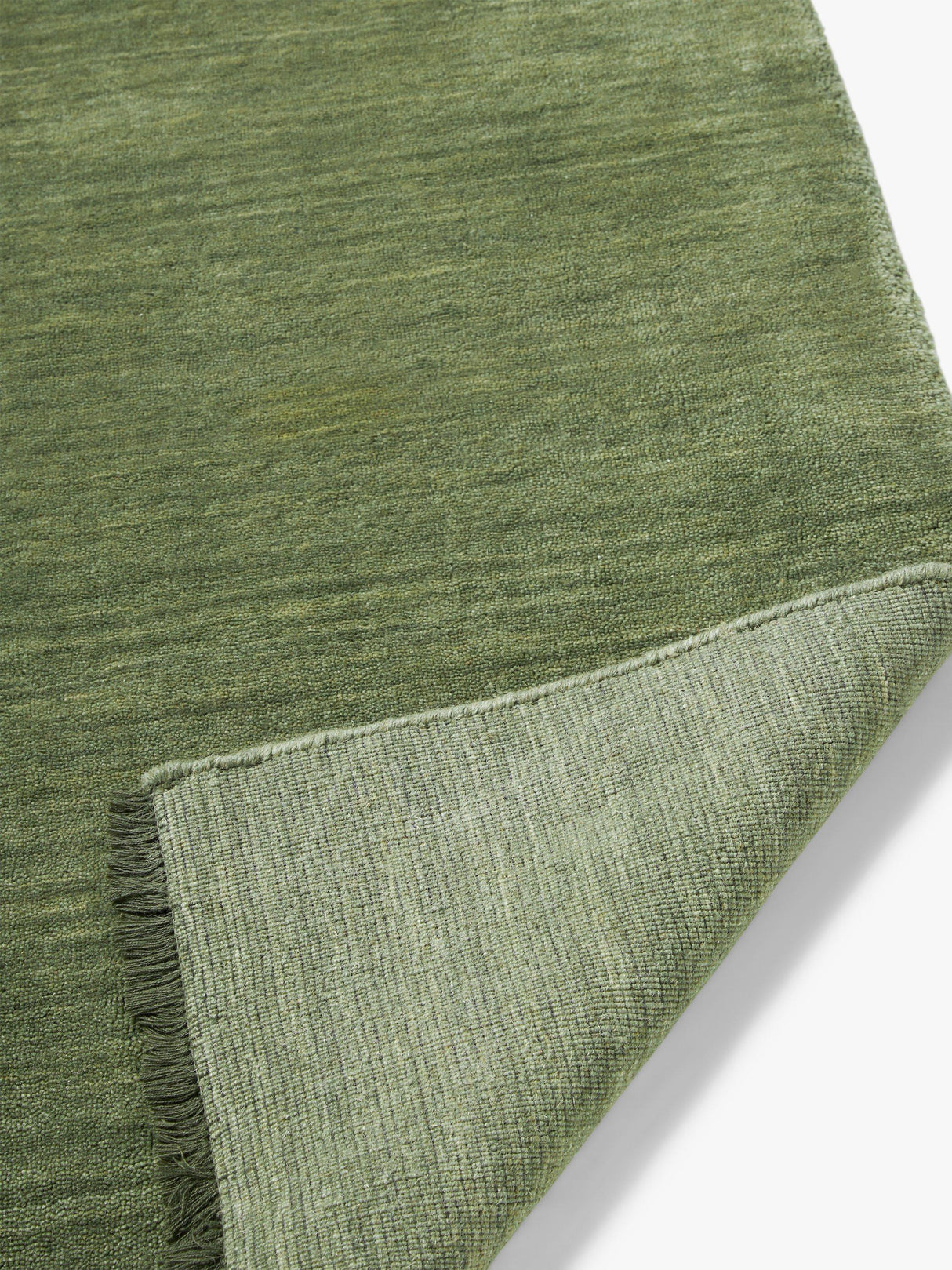 John Lewis Plain Hand Woven New Zealand Pure Wool Rug - Green L140 x W80 cm