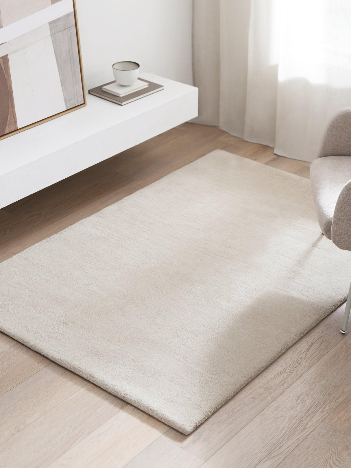 John Lewis Wellington Pure Wool Rectangular Rug Warm Neutral L300 x W200 cm