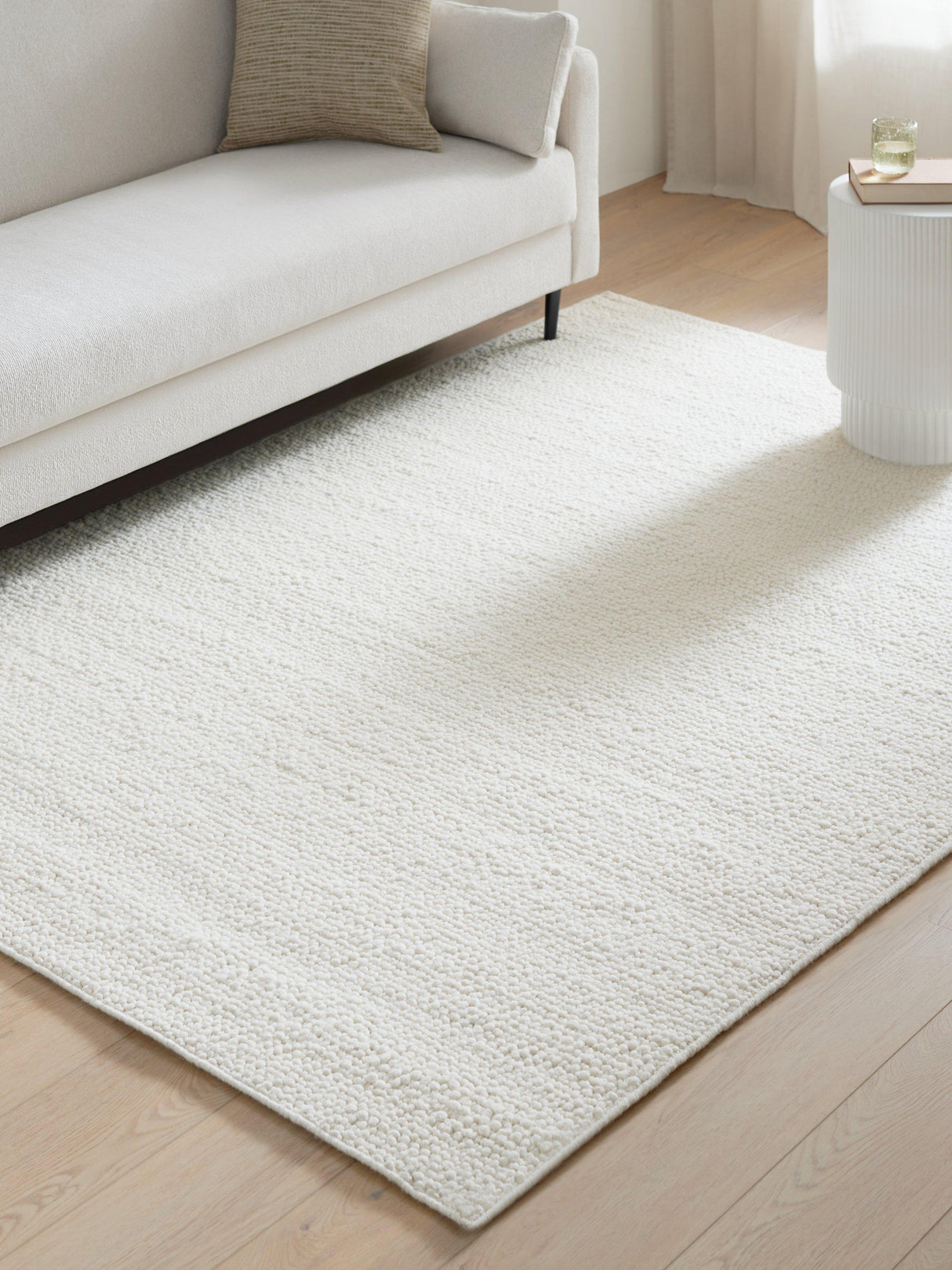 John Lewis Merino Wool Cotton Mix Soft Boucle Rug L300 x W200cm - White