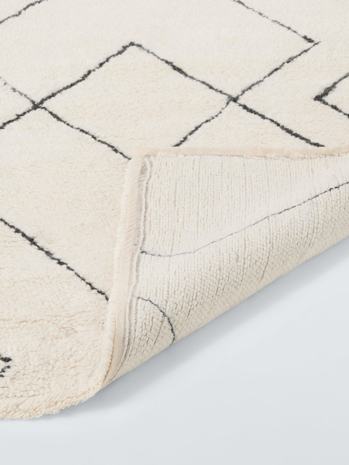 John Lewis Riad Diamond Berber Hand Tufted Wool Rug 180 x 120cm White Ivory