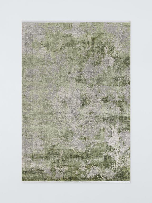 John Lewis Distressed Kazak Abstract Rectangular Rug L180 x W120cm - Green