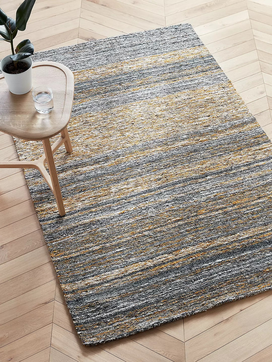 John Lewis Scandi Sketch Stripe Wool Blend Rug L240 x W170cm - Saffron
