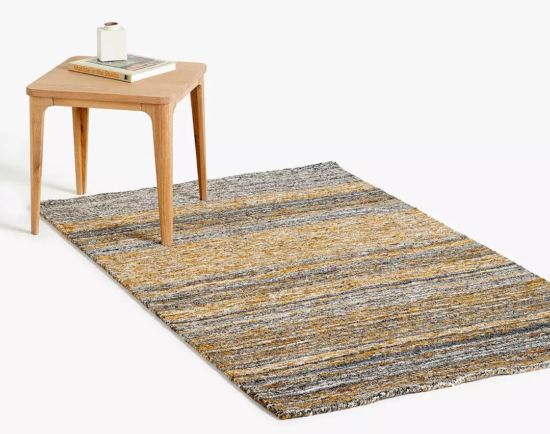 John Lewis Scandi Sketch Stripe Wool Blend Rug L240 x W170cm - Saffron