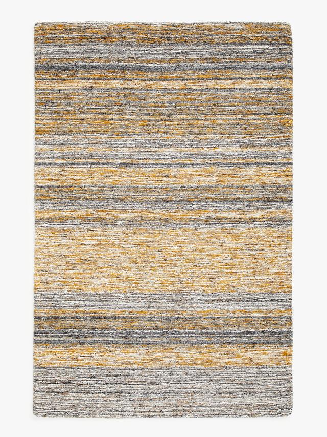 John Lewis Scandi Sketch Stripe Hand Loomed Wool Rug - Saffron L150 x W90cm
