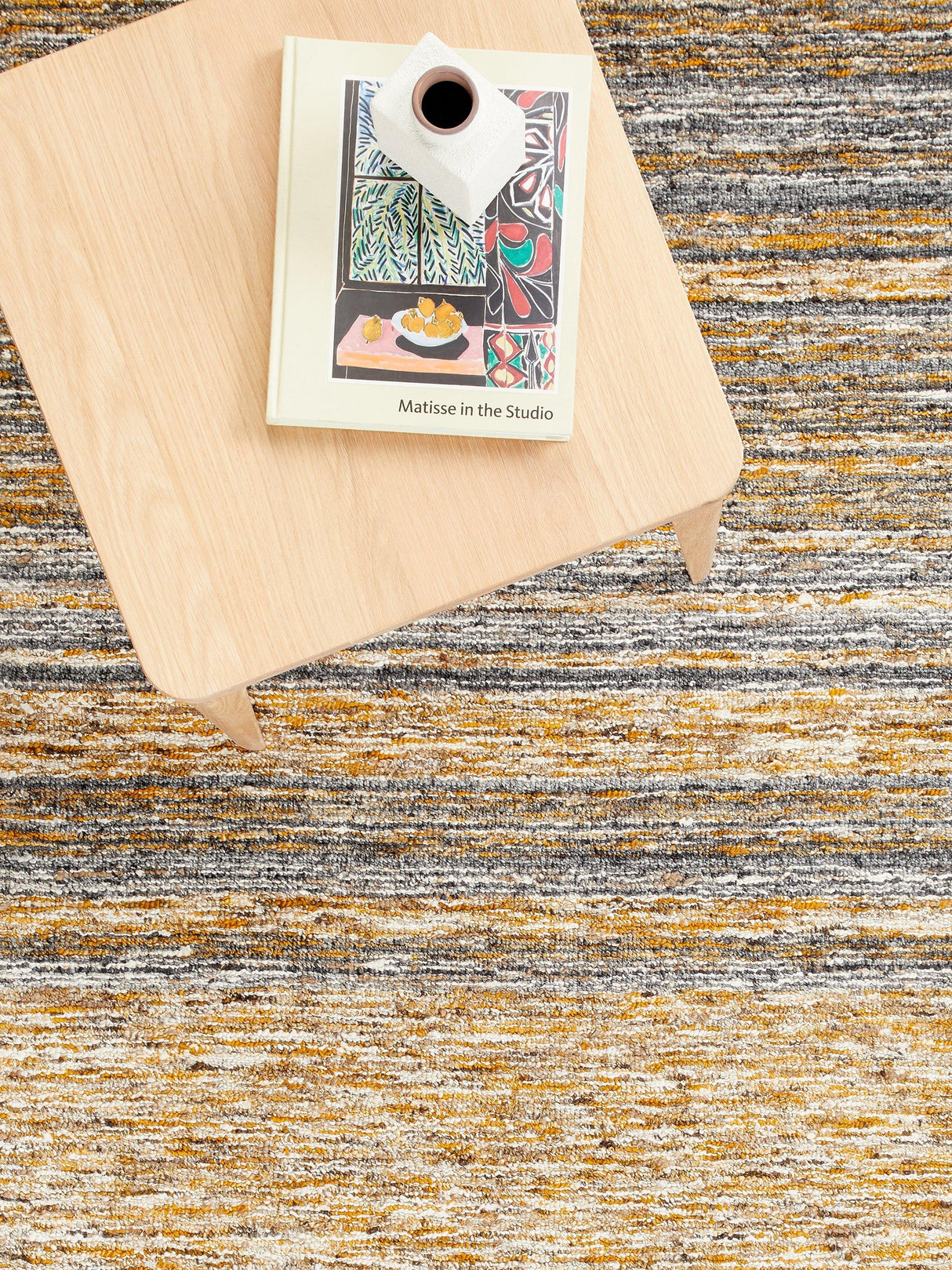 John Lewis Scandi Sketch Stripe Hand Loomed Wool Rug - Saffron L150 x W90cm