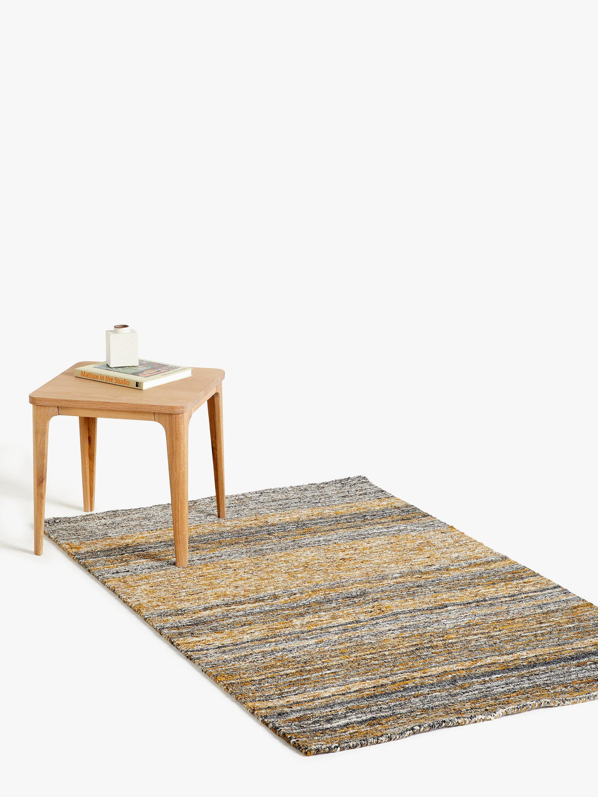 John Lewis Scandi Sketch Stripe Hand Loomed Wool Rug - Saffron L150 x W90cm