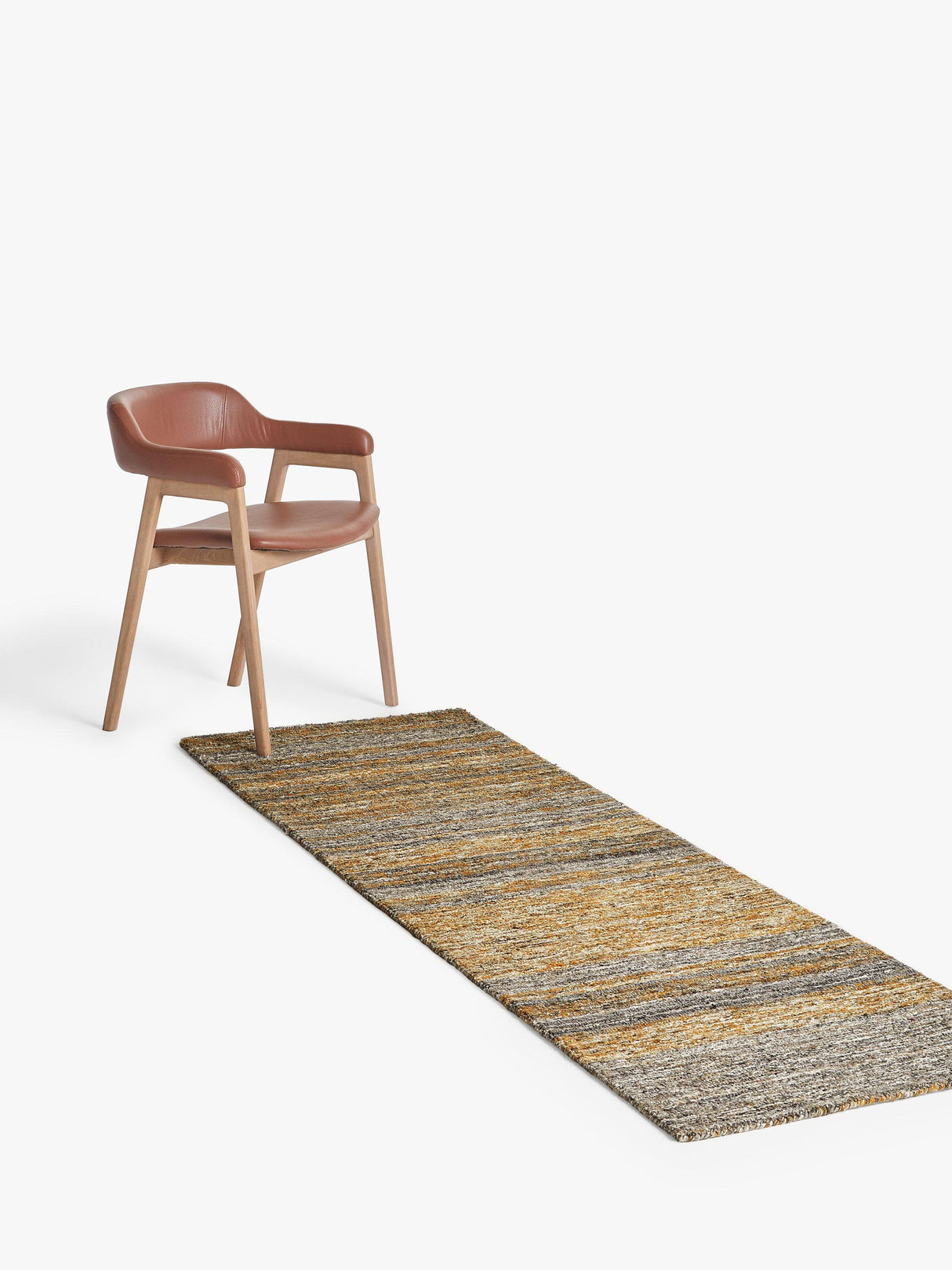 John Lewis Scandi Sketch Stripe Hand Loomed Wool Rug - Saffron L150 x W90cm