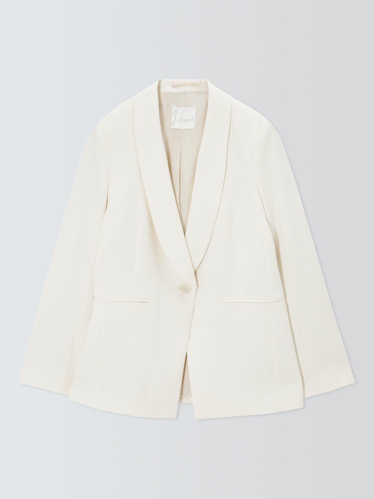 John Lewis Shawl Collar Plain Tailored Women's Jacket - Ecru UK 8