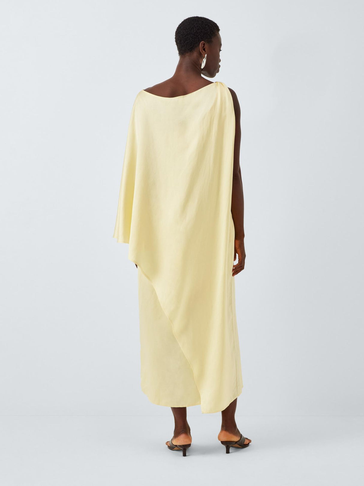 John Lewis Edition Linen Tencel Blend Clasp Detail Maxi Dress Pale Yellow 12