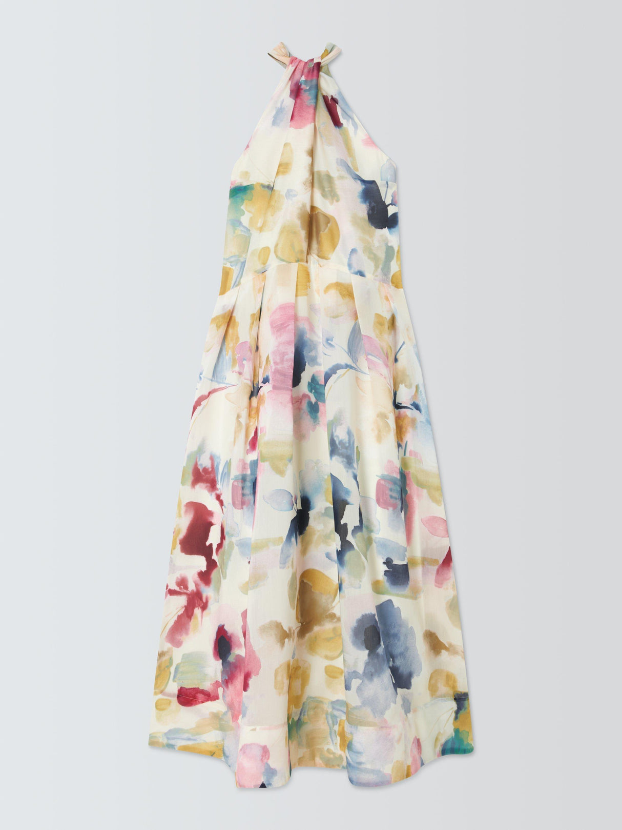 John Lewis Abstract Print Floral Halterneck Keyhole Midi Dress UK10 - Multi