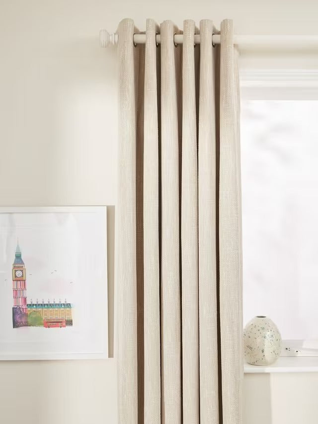 John Lewis Boucle Blackout Lined Eyelet Curtains Natural White W228 x 137cm