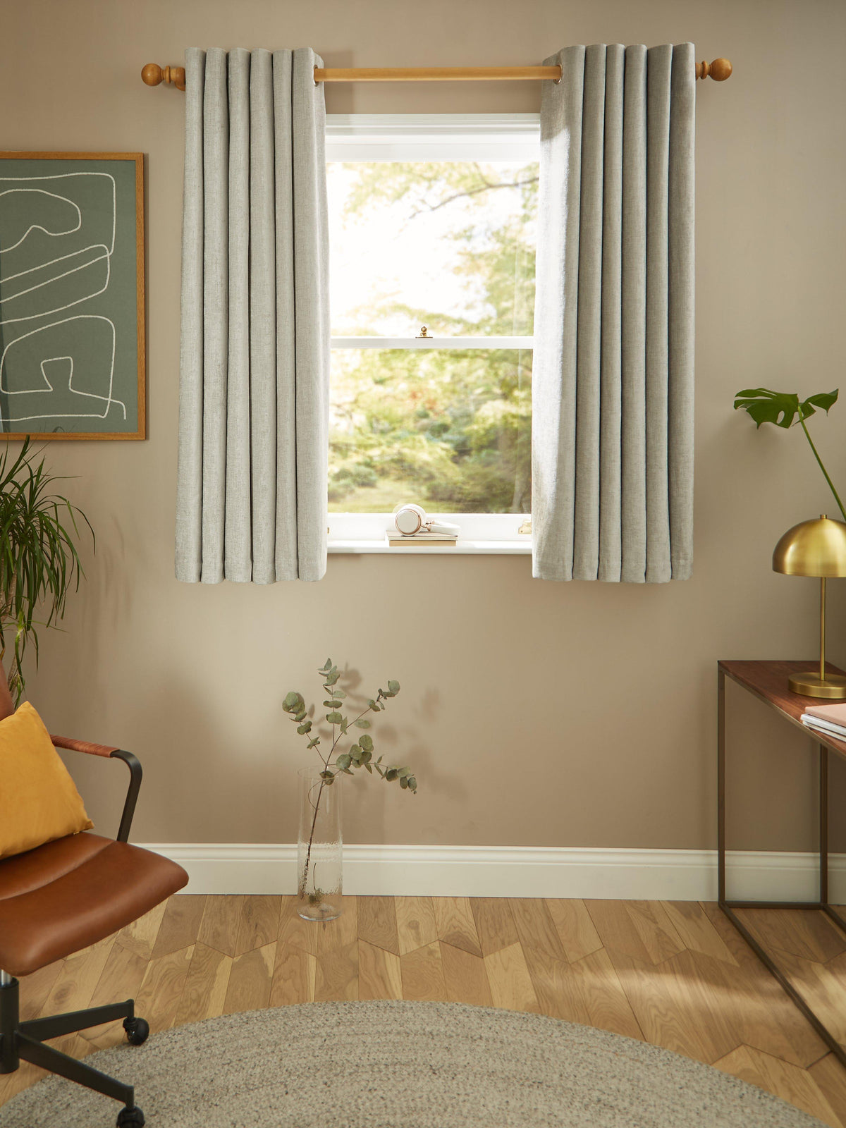 John Lewis Chenille Blackout Thermal Eyelet Curtains 228 x 137cm - Flint