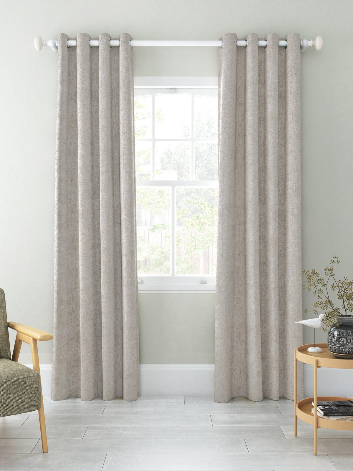 John Lewis Chenille Blackout Thermal Eyelet Curtains 228 x 137cm - Flint
