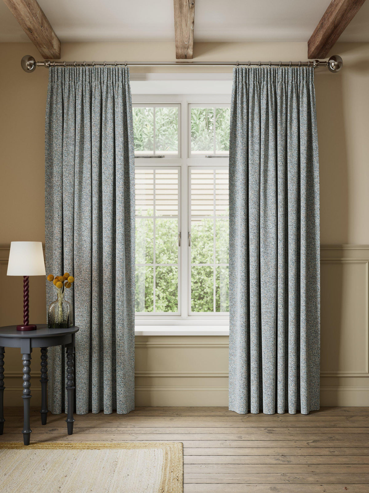 John Lewis Twisted Weave Pair Lined Pencil Pleat Curtain 228 x 137cm - Multi