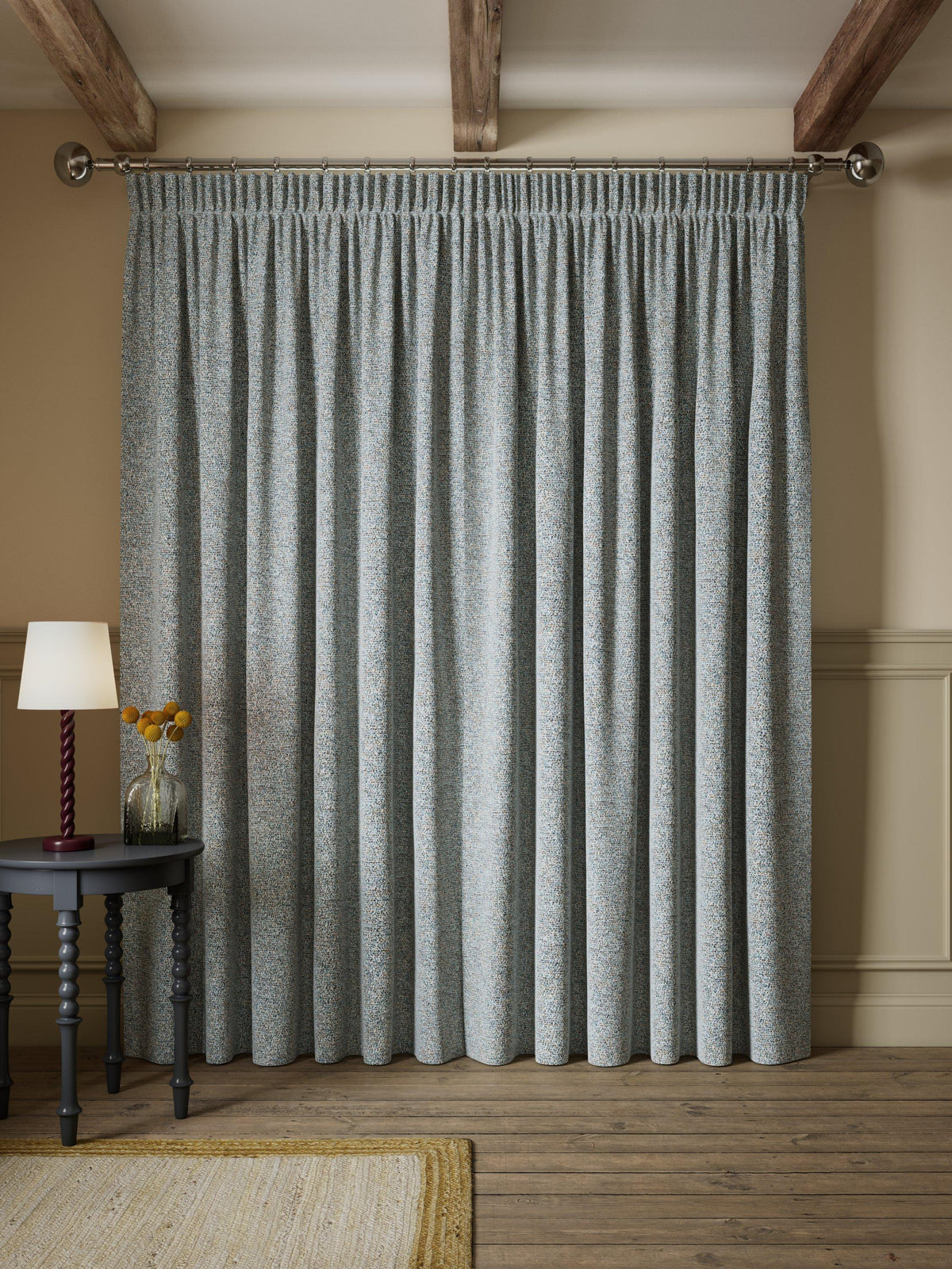 John Lewis Twisted Weave Pair Lined Pencil Pleat Curtain 228 x 137cm - Multi