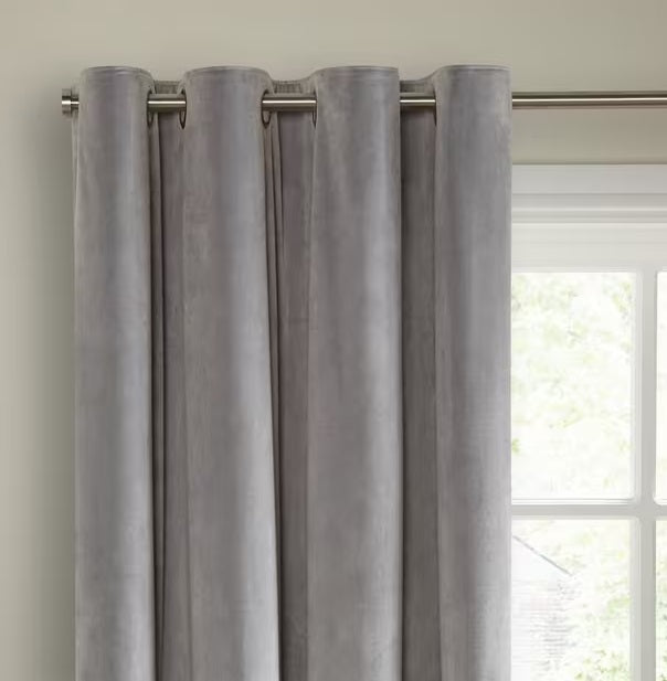 John Lewis Velvet Pair Lined Eyelet Curtains W167 x Drop 228cm - Silver