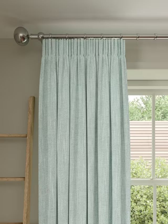 John Lewis Brushed Blackout Pencil Pleat Curtains W167 x D182cm - Duck Egg