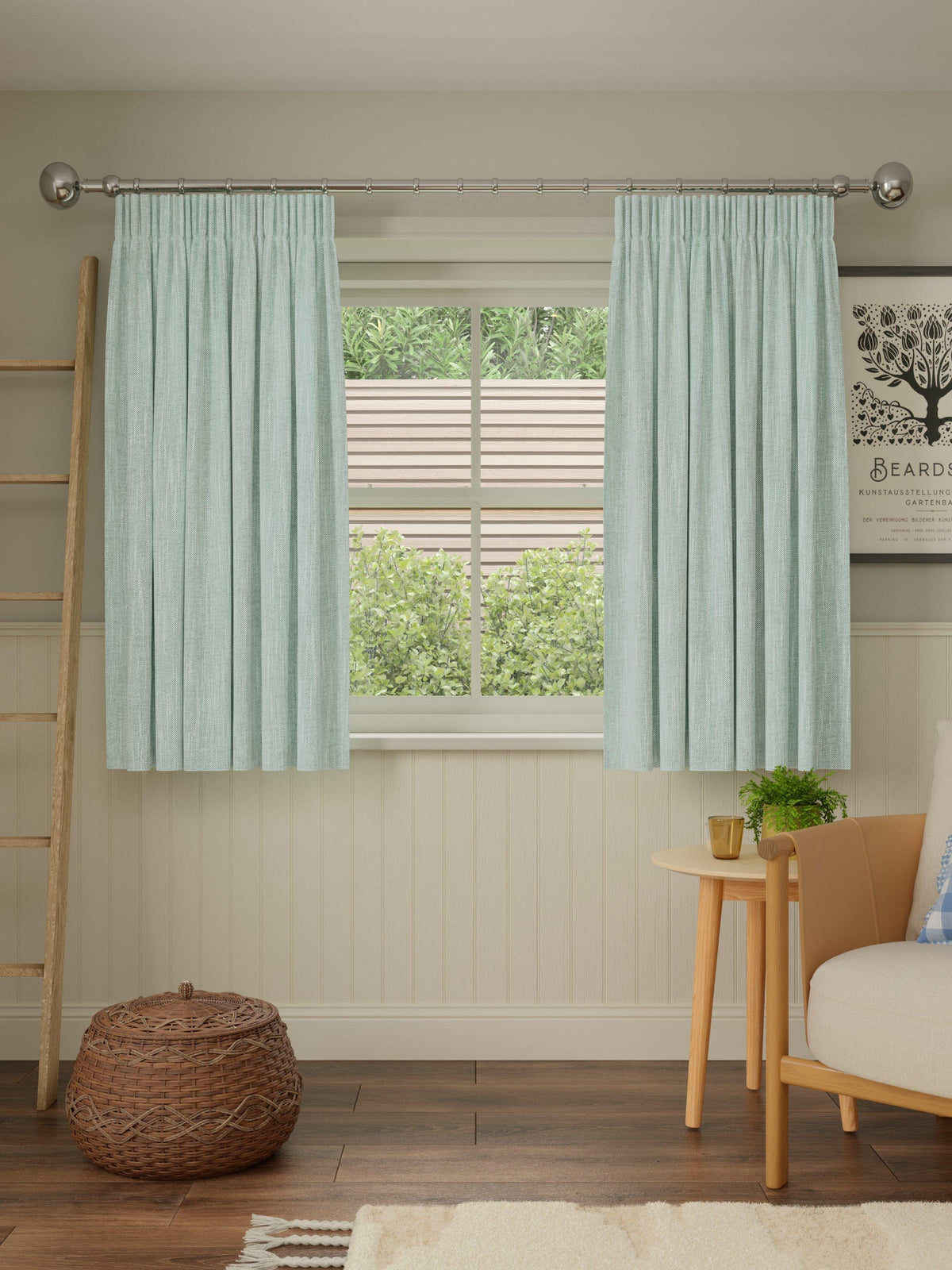 John Lewis Brushed Blackout Pencil Pleat Curtains 228 x 228cm Duck Egg Blue