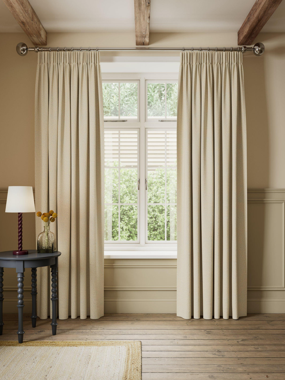 John Lewis Rustic Twill Blackout Pencil Pleat Curtains Warm Natural W228x137