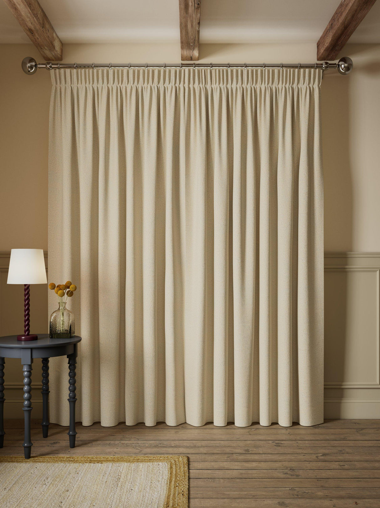 John Lewis Rustic Twill Blackout Pencil Pleat Curtains Warm Natural W228x137