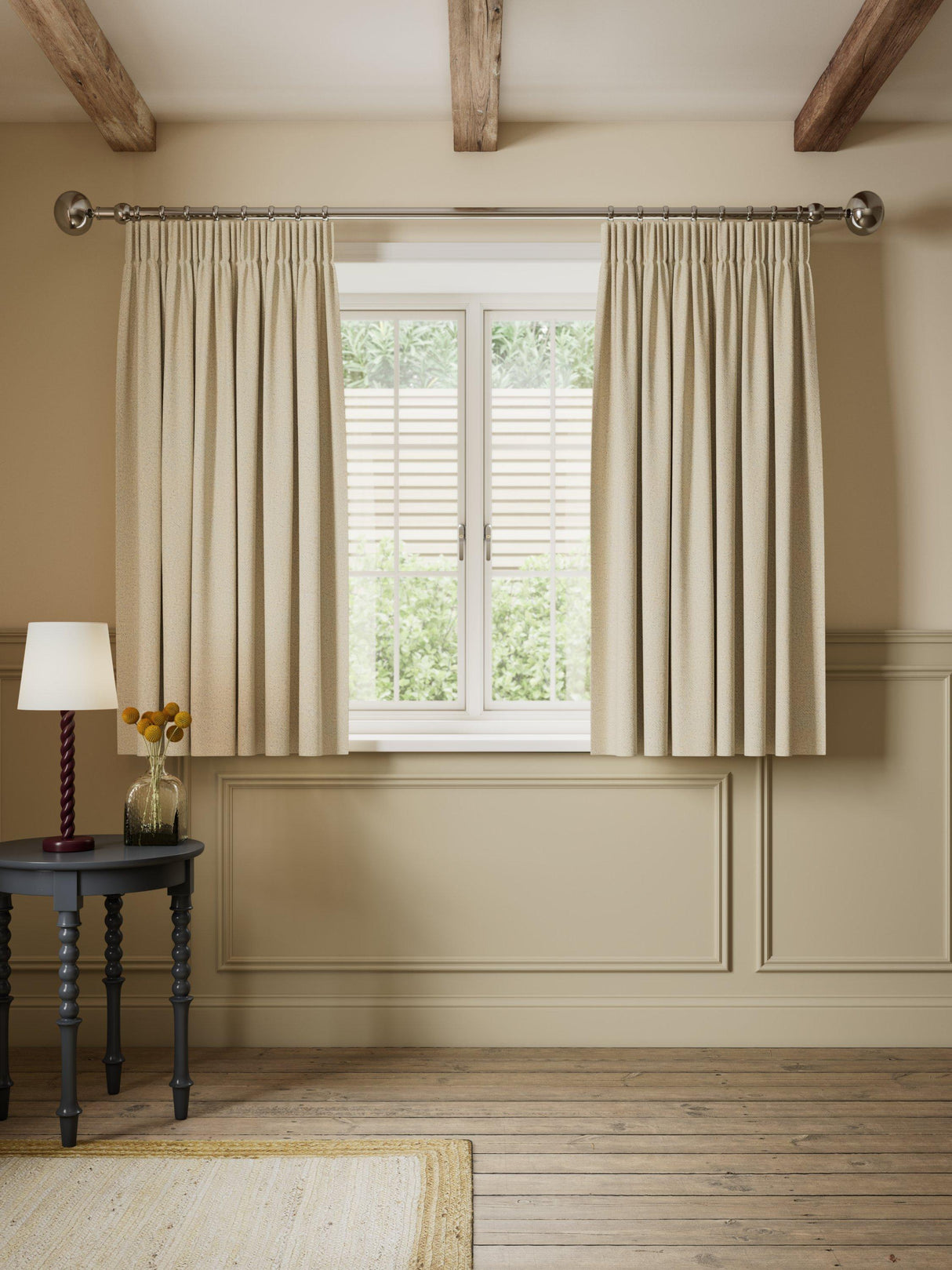 John Lewis Rustic Twill Blackout Pencil Pleat Curtains Warm Natural W228x137