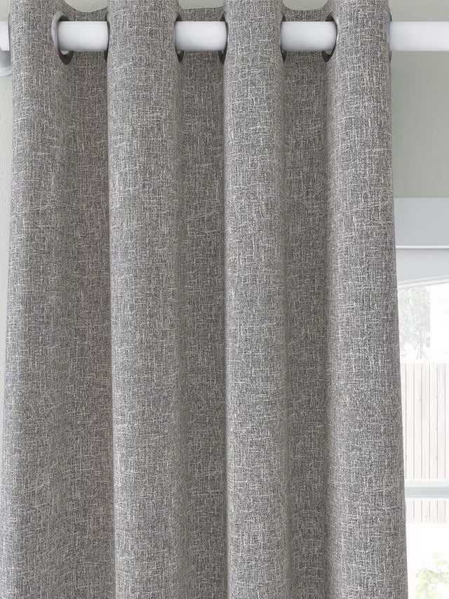 John Lewis Boucle Blackout Lined Eyelet Curtains Pale Grey Storm 228 x 228cm