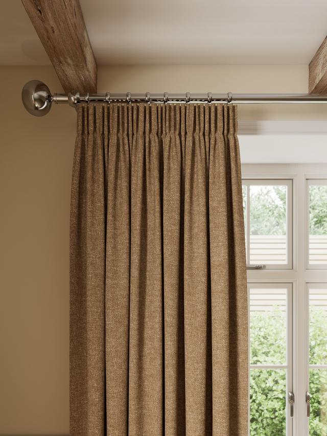 John Lewis Rustic Twill Blackout Pencil Pleat Curtains W167 x D228cm Caramel