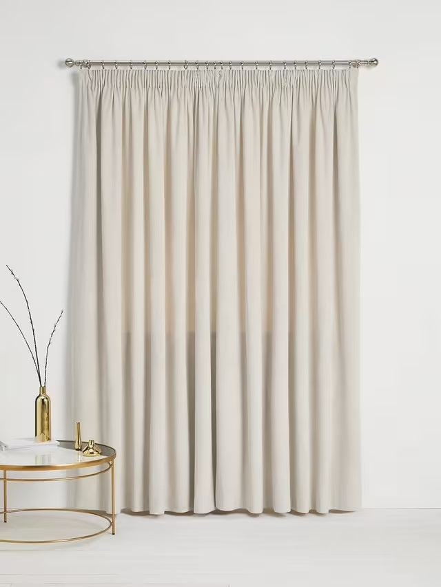 John Lewis Velvet Pair Lined Pencil Pleat Curtains W167 x D274cm - Champagne