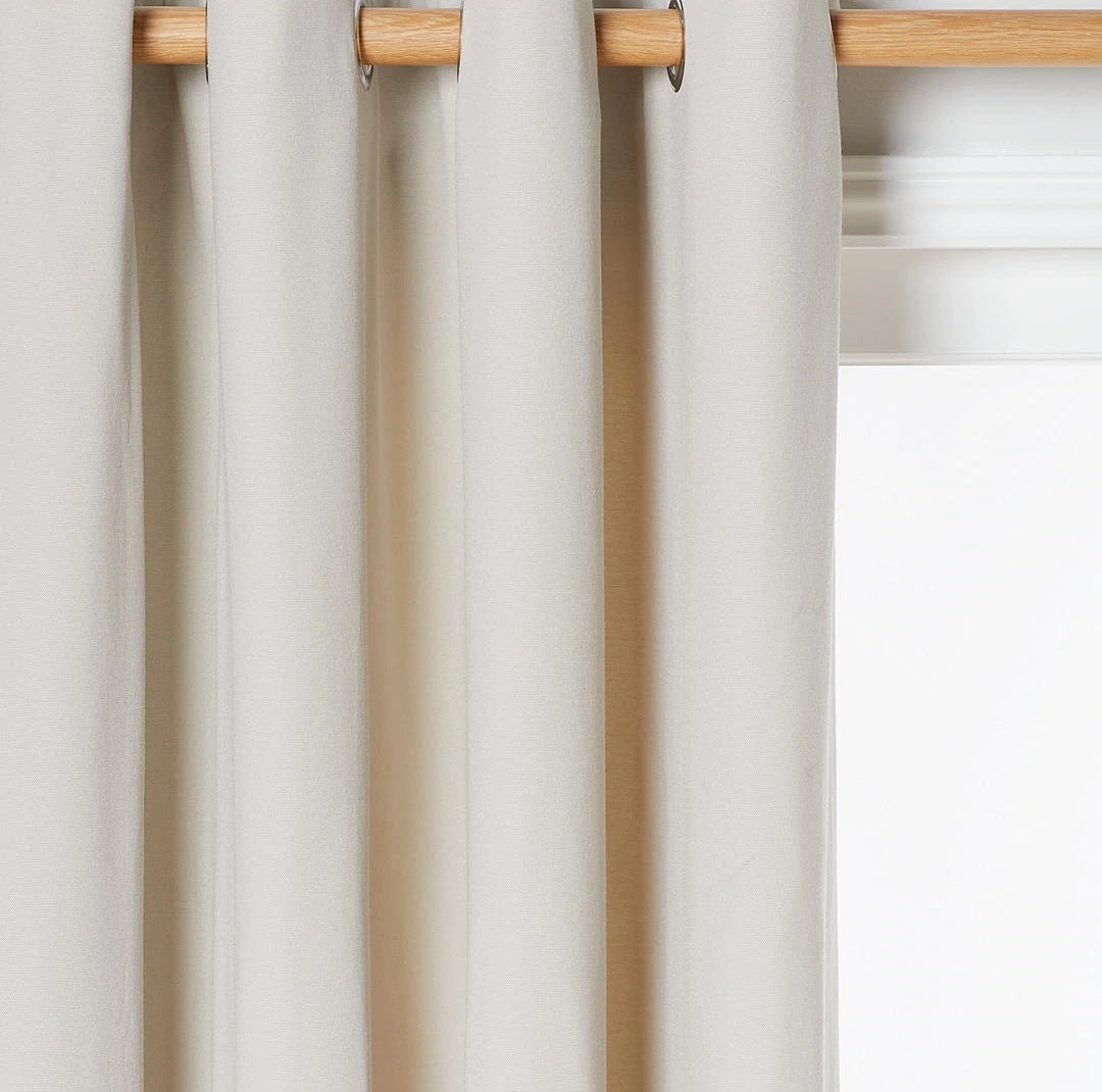 John Lewis Arlo Pair Lined Eyelet Curtains Putty - W228 x D228cm