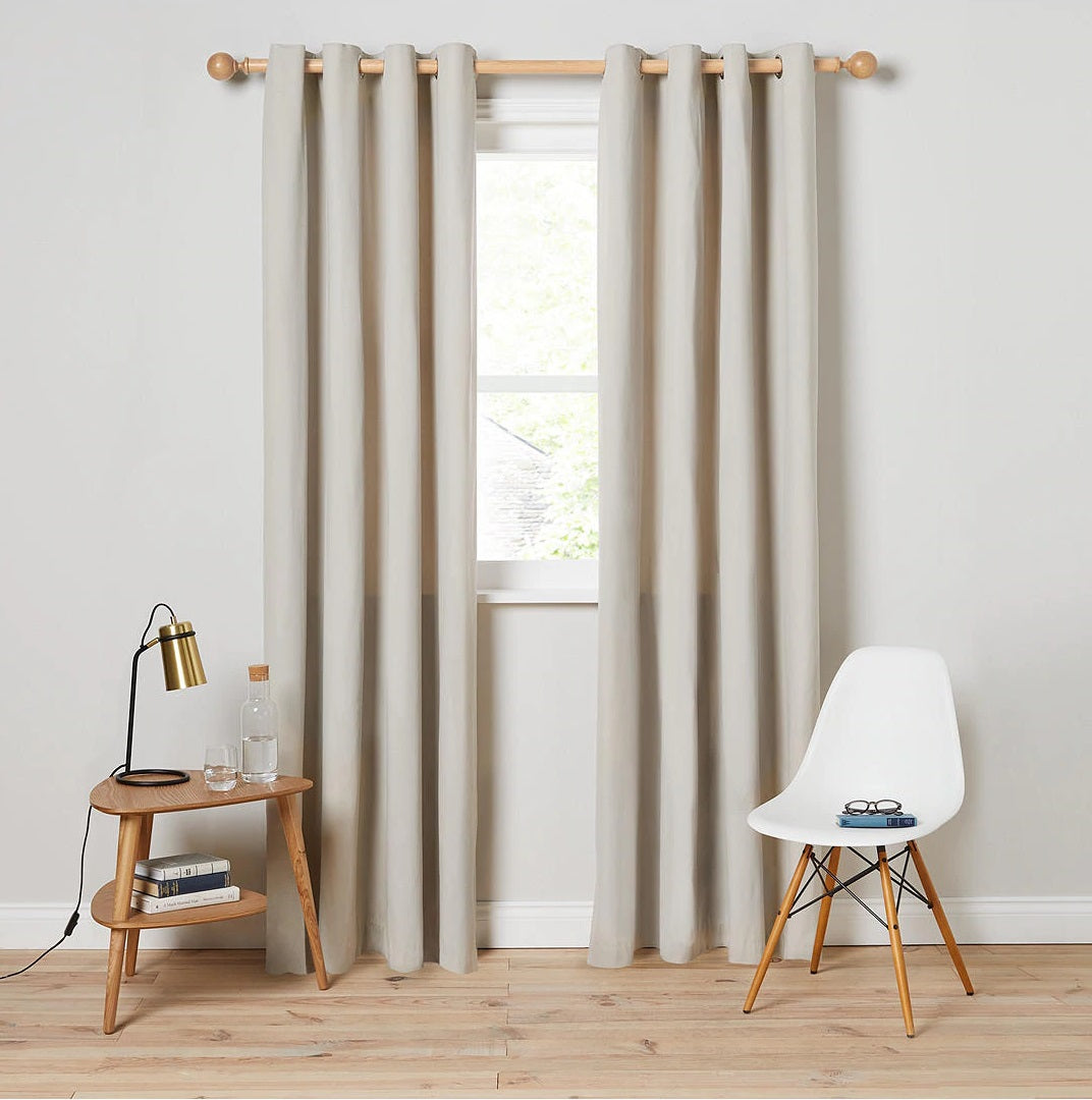 John Lewis Arlo Pair Lined Eyelet Curtains Putty - W228 x D228cm