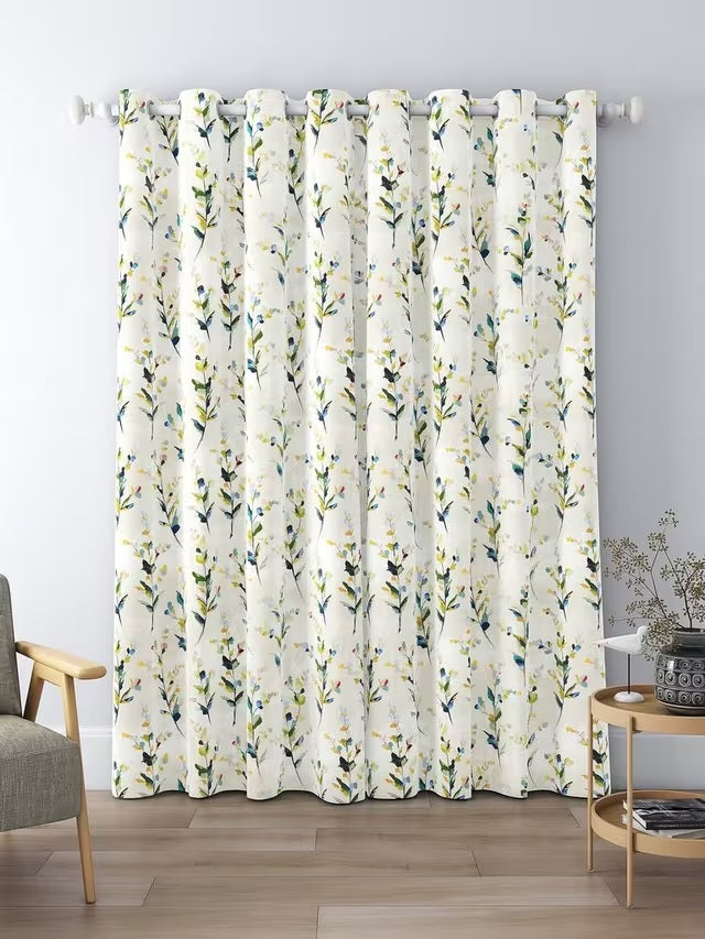 John Lewis Wildflower Blackout/Thermal Eyelet Curtains W117 x D228cm - Multi