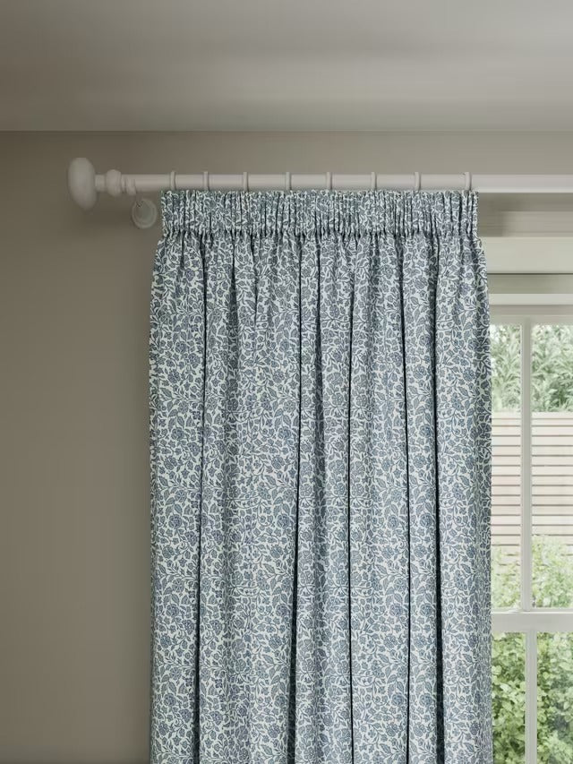John Lewis Amara Print Blackout Pencil Pleat Curtains Ice Blue W167 x 228cm
