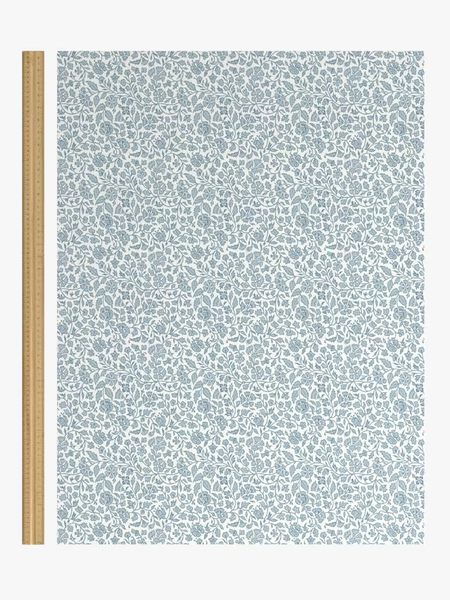 John Lewis Amara Print Blackout Pencil Pleat Curtains Ice Blue W167 x 228cm