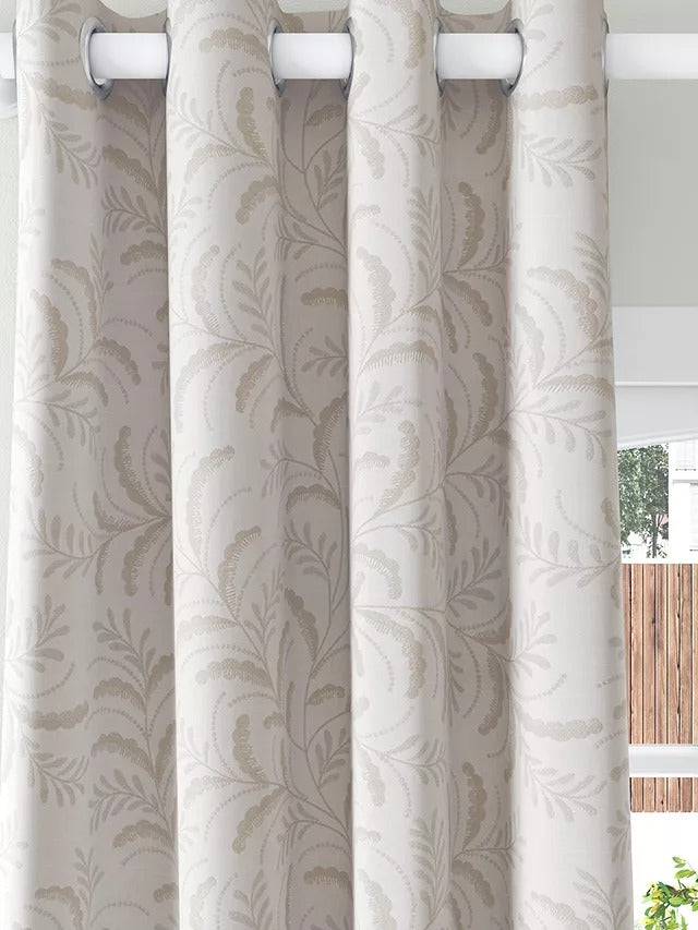 John Lewis Blackout Lined Eyelet Curtains W228 x Drop 182cm - Natural - Kazoop