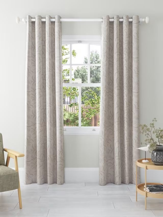 John Lewis Jouvene Blackout/Thermal Eyelet Curtains 228 x 228cm - Natural