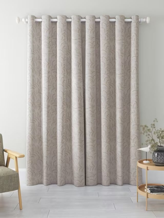 John Lewis Jouvene Blackout/Thermal Eyelet Curtains 228 x 228cm - Natural