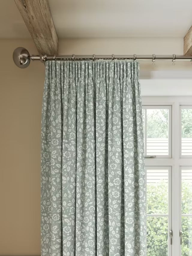 John Lewis Marlow Pair Lined Pencil Pleat Curtains W167 x D228cm - Duck Egg